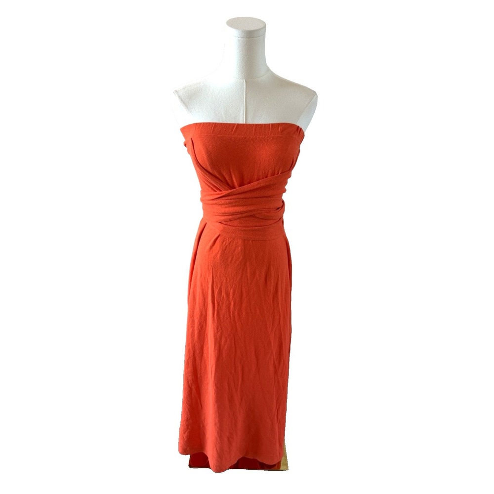 Free People FP Beach Boho Cotton Hemp Orange Wrap Maxi Dress Resort Sz Small